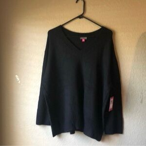 New Vince Camuto Sweater Black V-Neck Soft Casual Knit Preppy Sweater Women’s 1X